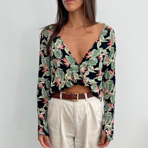 For Love & Lemons Aloha Crop Top in Birds Of Paradise Black